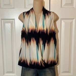 Ark & Co Sleeveless Wrap Style Blouse Multicolored Sm